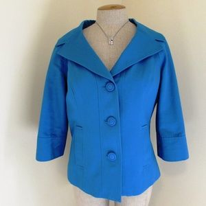 Anne Klein Blue Jacket with Cowel Collar